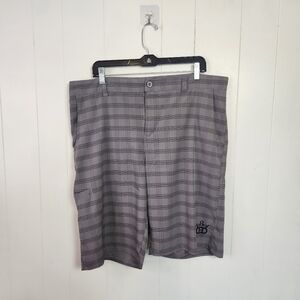 Dynamic Discs Competition Shorts Sports Disc Golf Athletic Gray Plaid Size 36